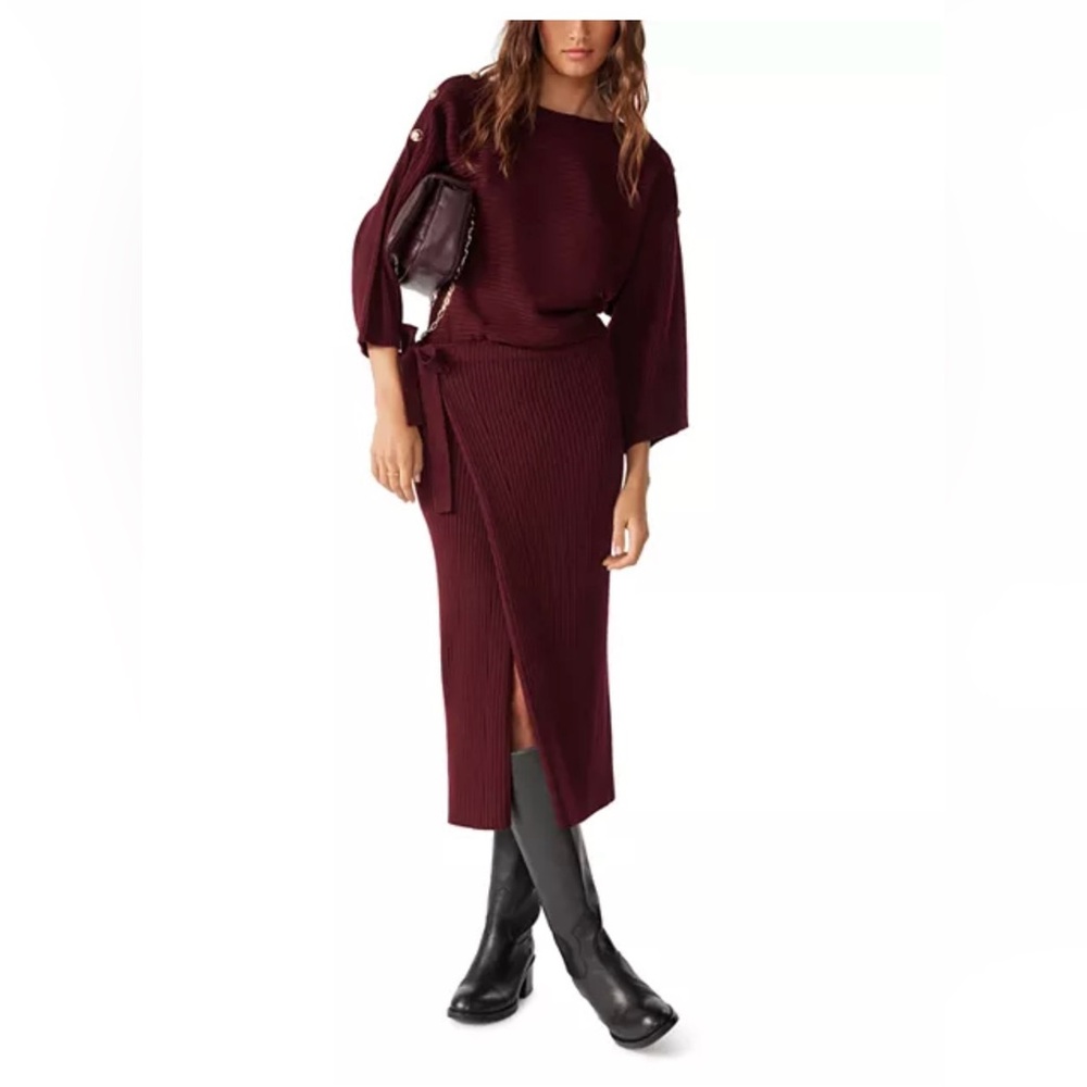 Ba&sh Robe Rahlia Ribbed Wrap Skirt Dress